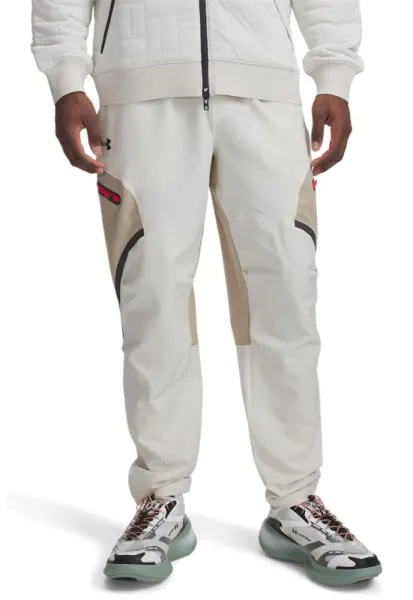 Pantaloni de trening cu snur - pentru fitness - Maro nisip/Alb murdar