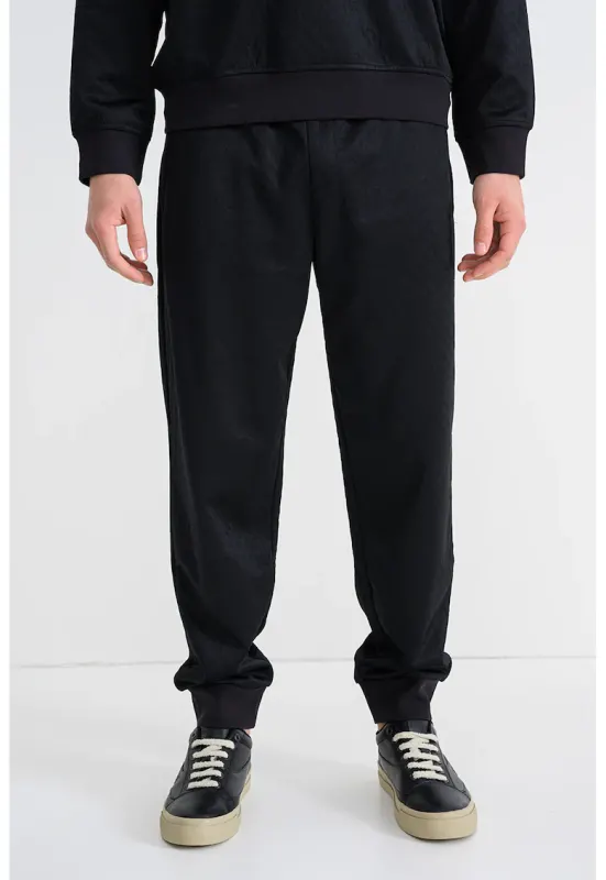 Pantaloni de trening cu snur si buzunare cu fermoar - Negru stins