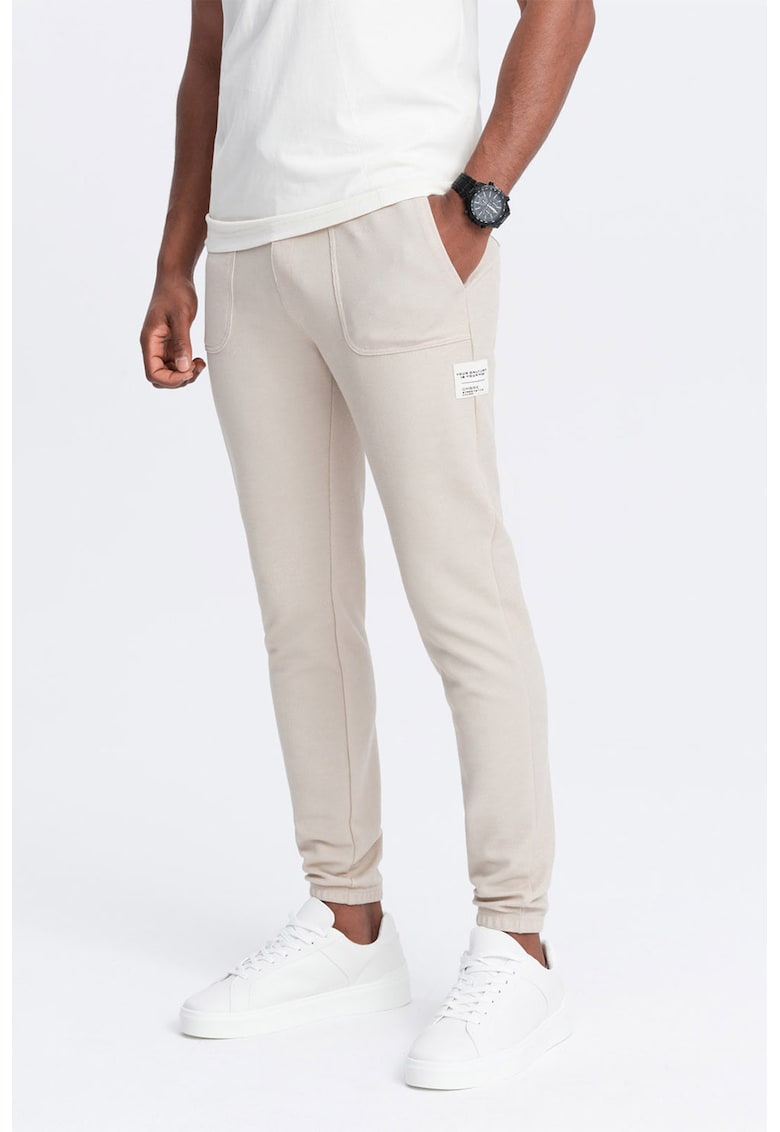 Pantaloni de trening cu talie ajustabila - Bej deschis