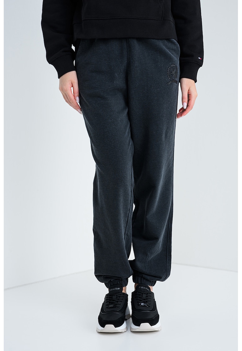 Pantaloni de trening cu talie elastica inalta - Negru stins