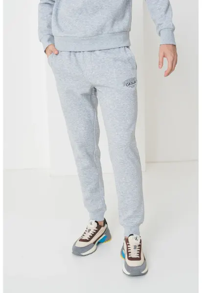 Pantaloni de trening cu talie medie - Gri deschis melange