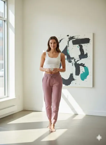 Pantaloni de trening damă 100% bumbac, ROZ