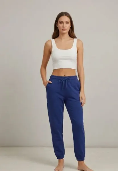 Pantaloni de trening damă,culoare albastru cu elastic și șiret,Engros