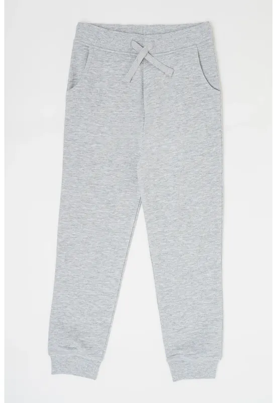 Pantaloni de trening de bumbac talie ajustabila - Gri deschis