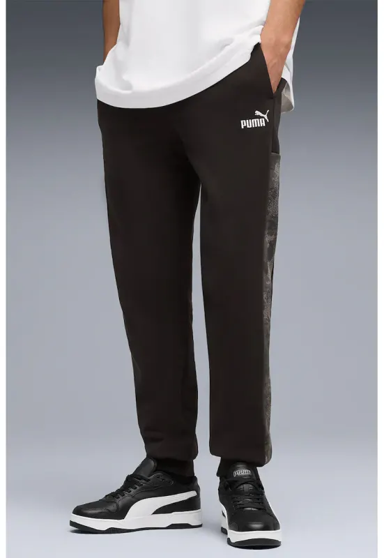 Pantaloni de trening din amestec de bumbac cu buzunare laterale - Negru