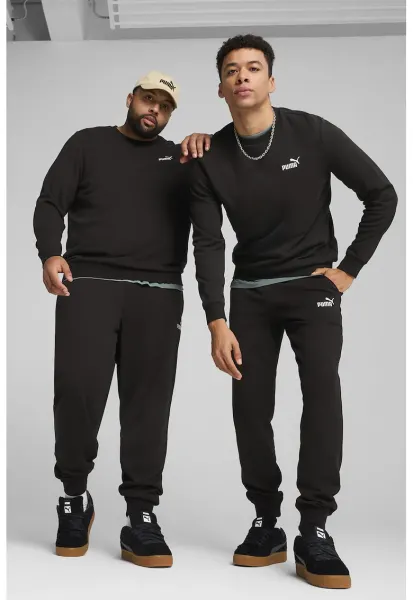 Pantaloni de trening din amestec de bumbac cu buzunare laterale - Negru