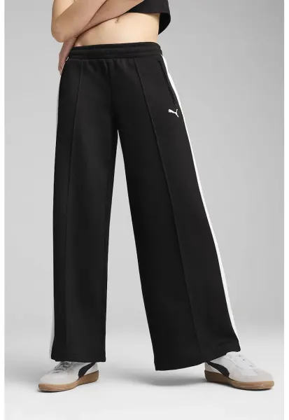 Pantaloni de trening din amestec de bumbac cu croiala ampla - Negru/Alb optic