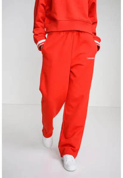 Pantaloni de trening din amestec de bumbac cu croiala ampla - Rosu