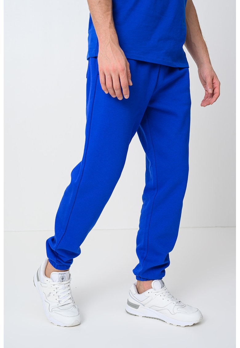 Pantaloni de trening din amestec de bumbac cu logo - Albastru royal