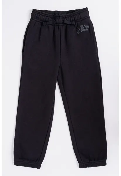 Pantaloni de trening din amestec de bumbac cu snur in talie - Negru stins