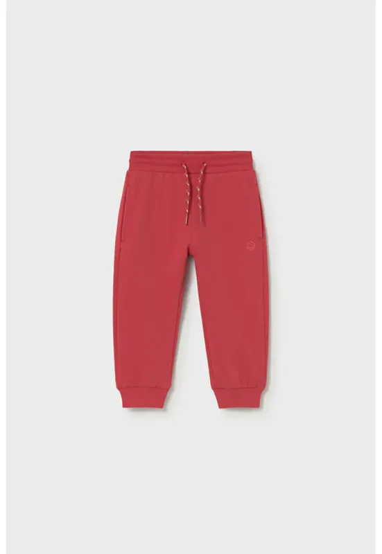 Pantaloni de trening din amestec de bumbac cu snur - Rosu inchis/Rosu prafuit