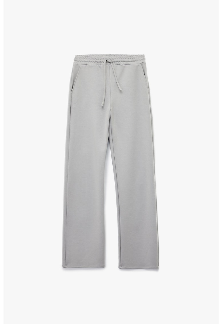 Pantaloni de trening din amestec de modal cu croiala ampla - Gri deschis