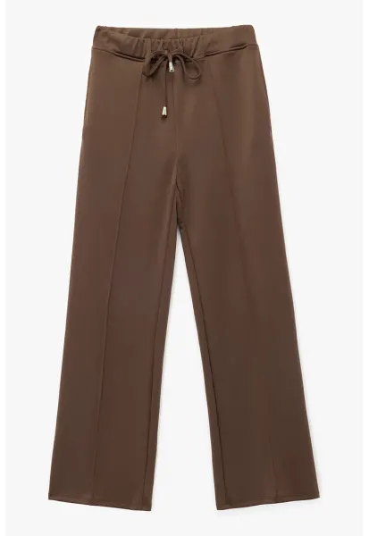 Pantaloni de trening din amestec de modal cu snur - Maro deschis
