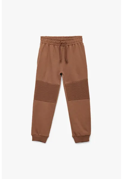 Pantaloni de trening din bumbac cu model uni - Maro cognac
