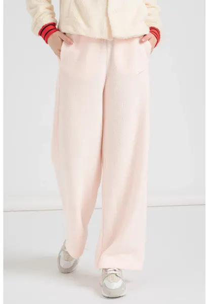 Pantaloni de trening din fleece cu croiala ampla - Piersica