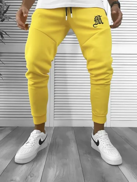 Pantaloni de trening galbeni  silon   conici 12375 23-3.1