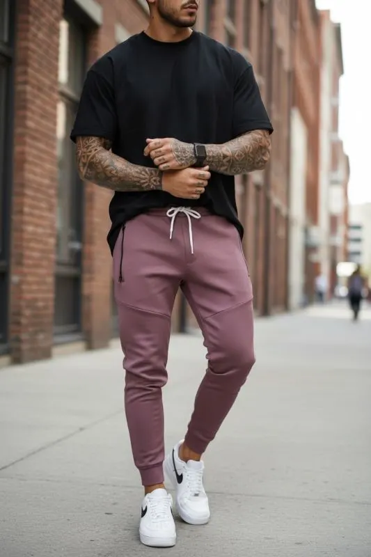 Pantaloni de trening maro silon conici 12379 i17-1/2
