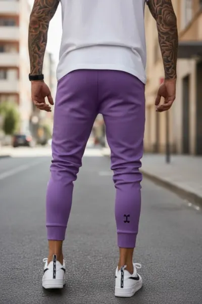 Pantaloni de trening mov, silon, conici 12379 7-1