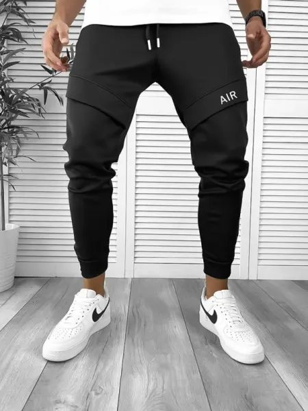 Pantaloni de trening negri conici 12360 P18-2.2