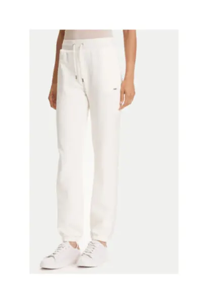 Pantaloni de trening regular fit din amestec de bumbac cu talie medie cu snur