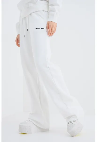 Pantaloni de trening relaxed-fit cu buzunare laterale - Negru stins/Alb murdar