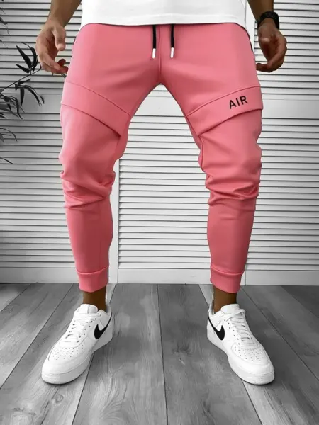 Pantaloni de trening roz conici 12360 *