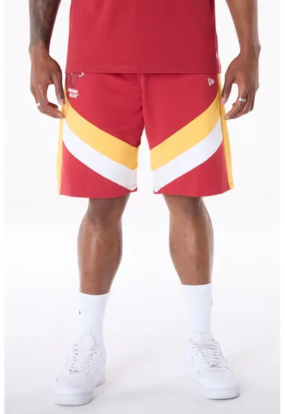 Pantaloni de trening scurti cu imprimeu Miami Heat - Rosu/Alb/Galben