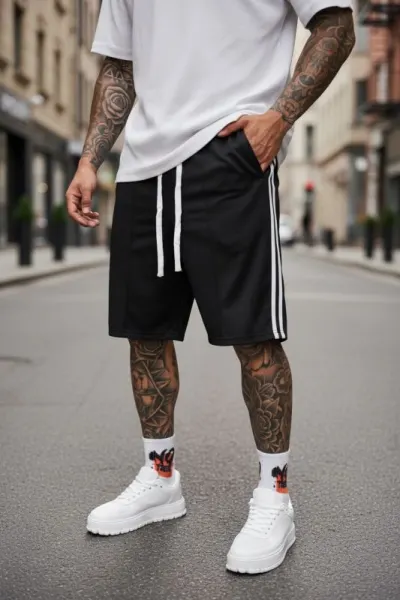 Pantaloni de trening scurti,negri P100 129-2