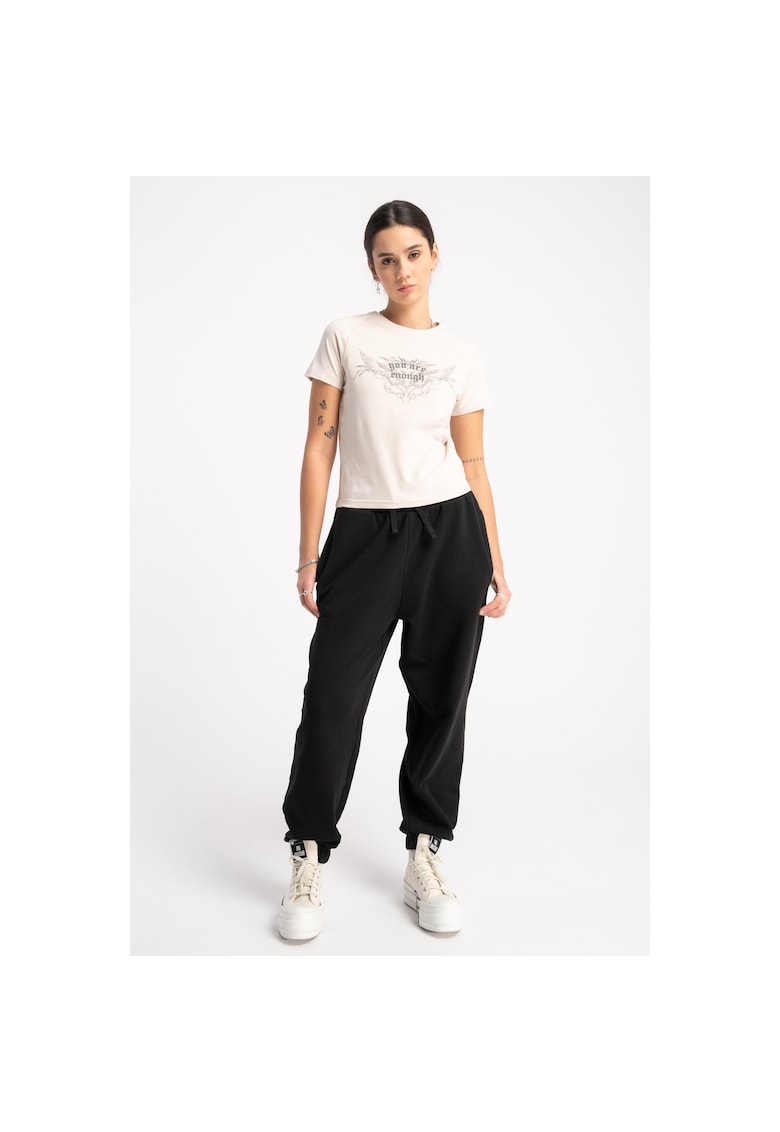 Pantaloni de trening uni din amestec de bumbac