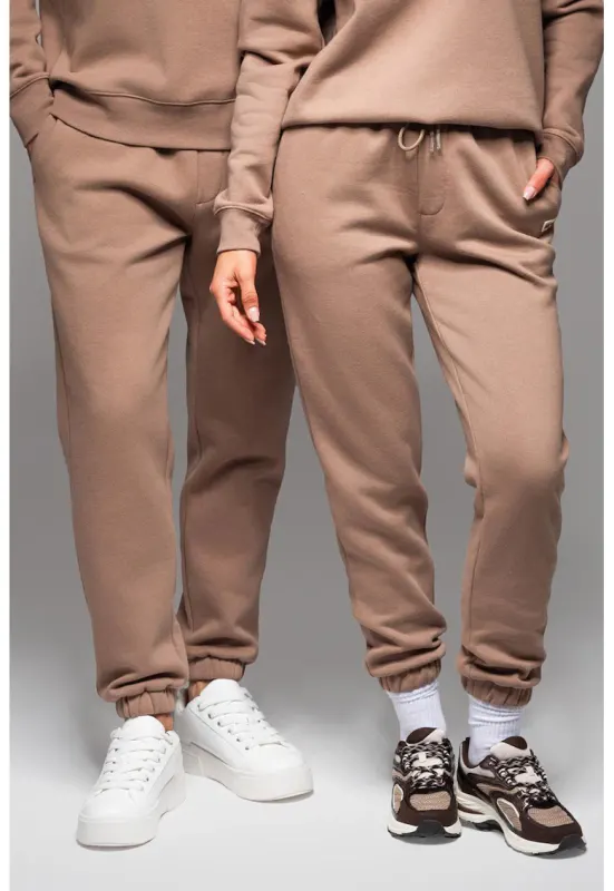 Pantaloni de trening unisex cu model uni - Maro camel