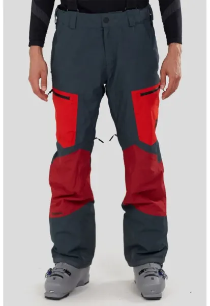 Pantaloni impermeabili cu talie ajustabila si model colorblock - pentru schi Nexara - Albastru ultramarin/Rosu inchis