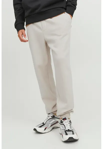 Pantaloni regular fit de trening cu snururi - Alb fildes