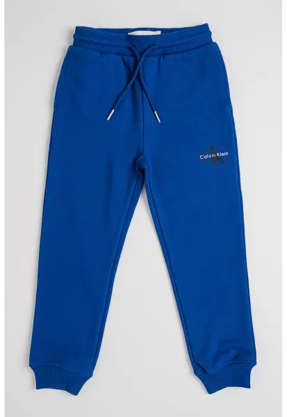 Pantaloni relaxed fit de trening cu imprimeu logo discret - Albastru royal