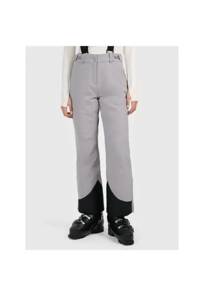 Pantaloni schi dama gri - membrana 10000 - talie reglabila - bretele detasabile
