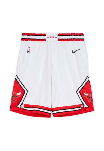 Pantaloni scurti cu talie elastica pentru baschet Chicago Bulls - Alb/Rosu vermillion