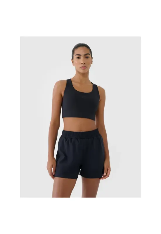 Pantaloni scurti de antrenament - talie inalta - uscare rapida - negru - material sintetic
