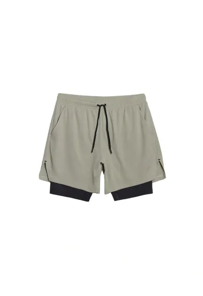 Pantaloni scurti de trening  Kaki - uscare rapida - pentru barbati - material sintetic