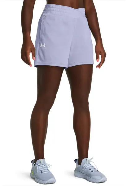 Pantaloni scurti din material terry cu talie inalta - pentru fitness Rival - Albastru lavanda