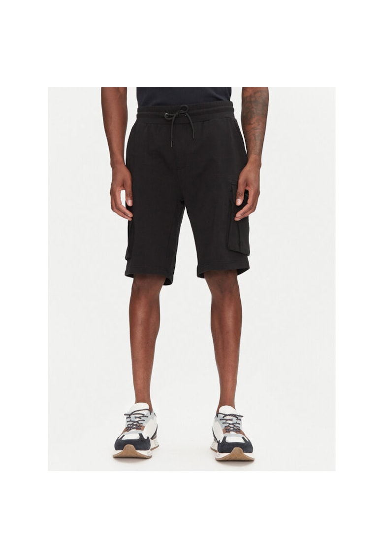 Pantaloni scurti sport barbati  251BF025F459 - Bumbac/Elastan - Negru - Negru