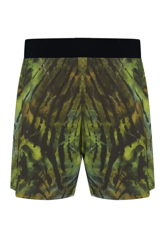 Pantaloni scurti sport barbati H46635 - Verde/Negru - Poliester -