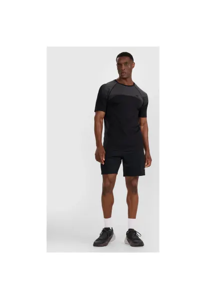Pantaloni Scurti Sport - Sort Antrenament Barbati -  Poliester - Negru Intens - Negru
