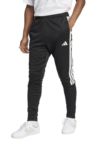 Pantaloni slim fit de trening cu slituri cu fermoar la terminatie Tiro - Alb/Negru