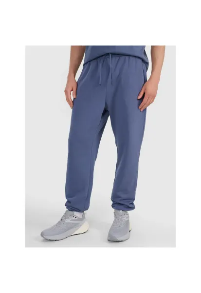 Pantaloni sport  albastri - bumbac/poliester - croiala normala - fara captuseala