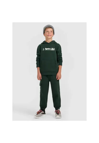 Pantaloni sport baieti -  bumbac - verde