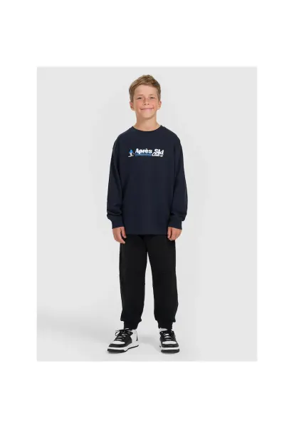 Pantaloni sport baieti -  poliester - negru