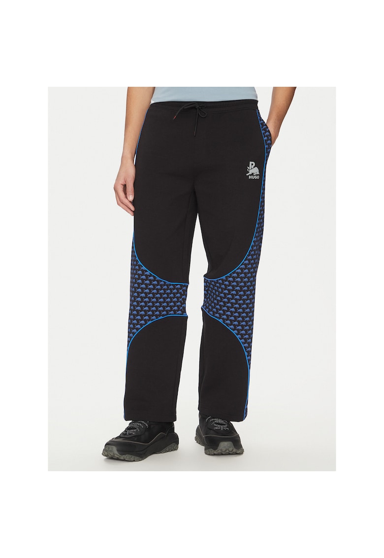 Pantaloni sport barbati  negru/albastru - material confortabil