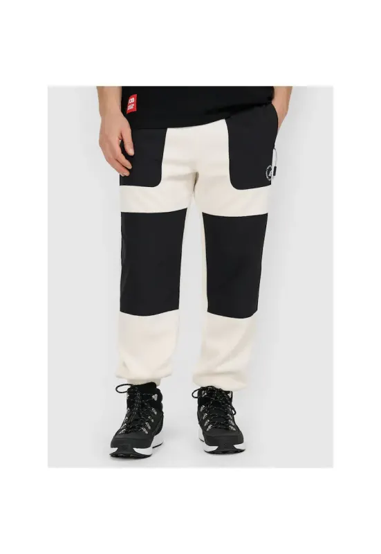 Pantaloni sport barbati - poliester - bej/negru