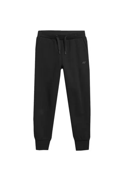 Pantaloni sport copii  talie elastica - doua buzunare - negru - bumbac