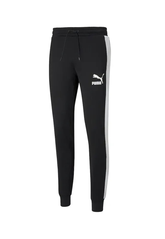 Pantaloni sport cu benzi laterale contrastante Iconic T7 PT - Negru