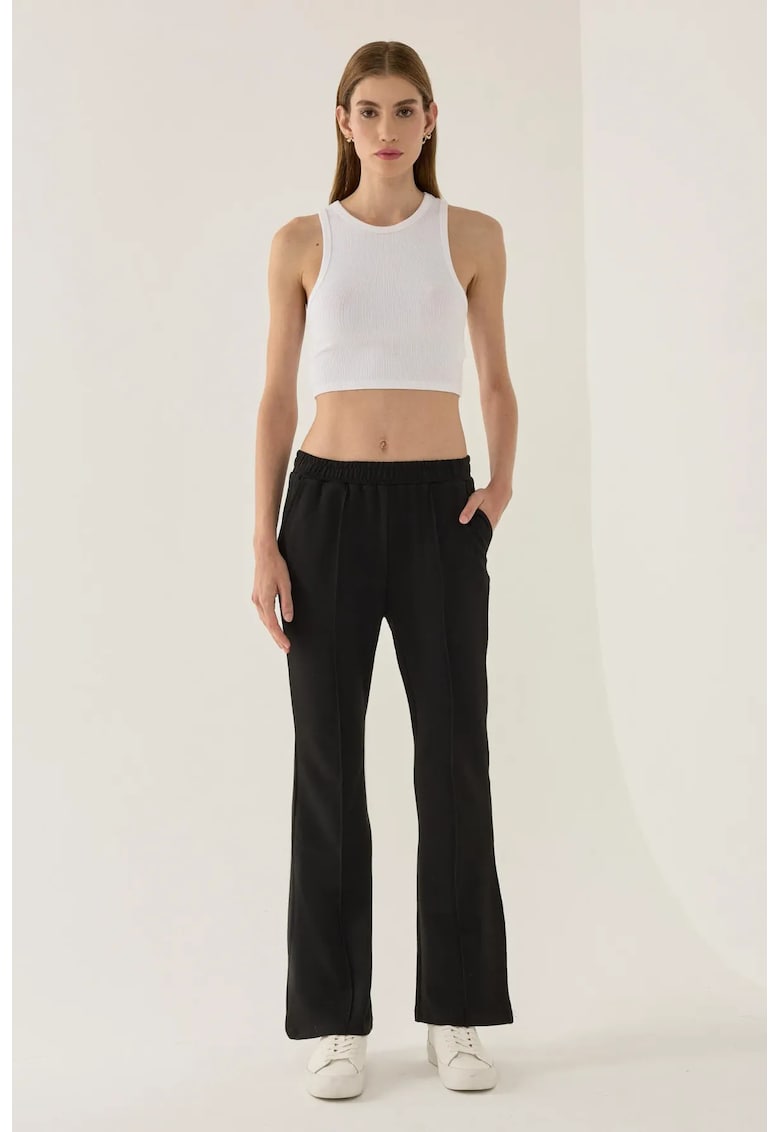 Pantaloni sport dama -  evazati - negru - poliester